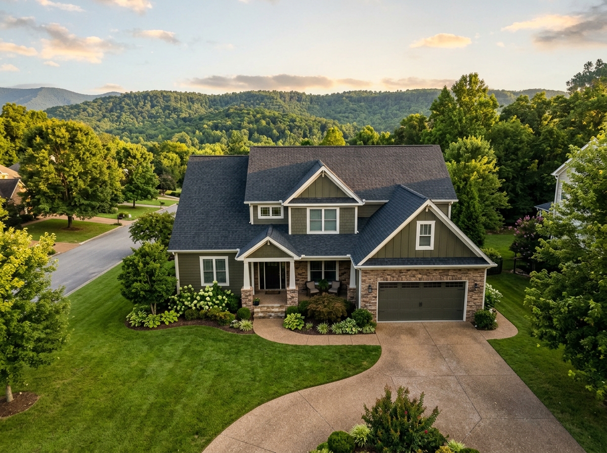 A Chattanooga home with a newly installed architectural shingle roof