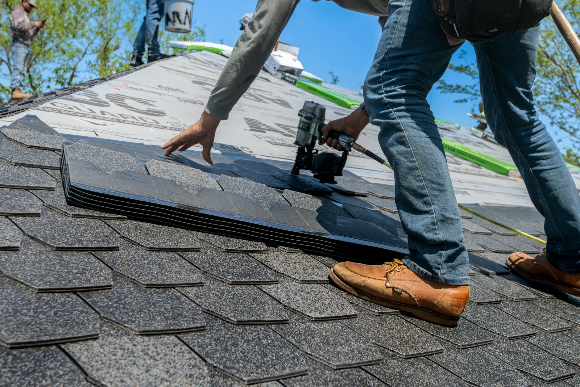 Detail of new shingle courses and flashing